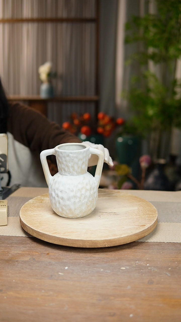 【闪购商品】陶瓷花器陶瓷花瓶手捏瓶008瑕疵 