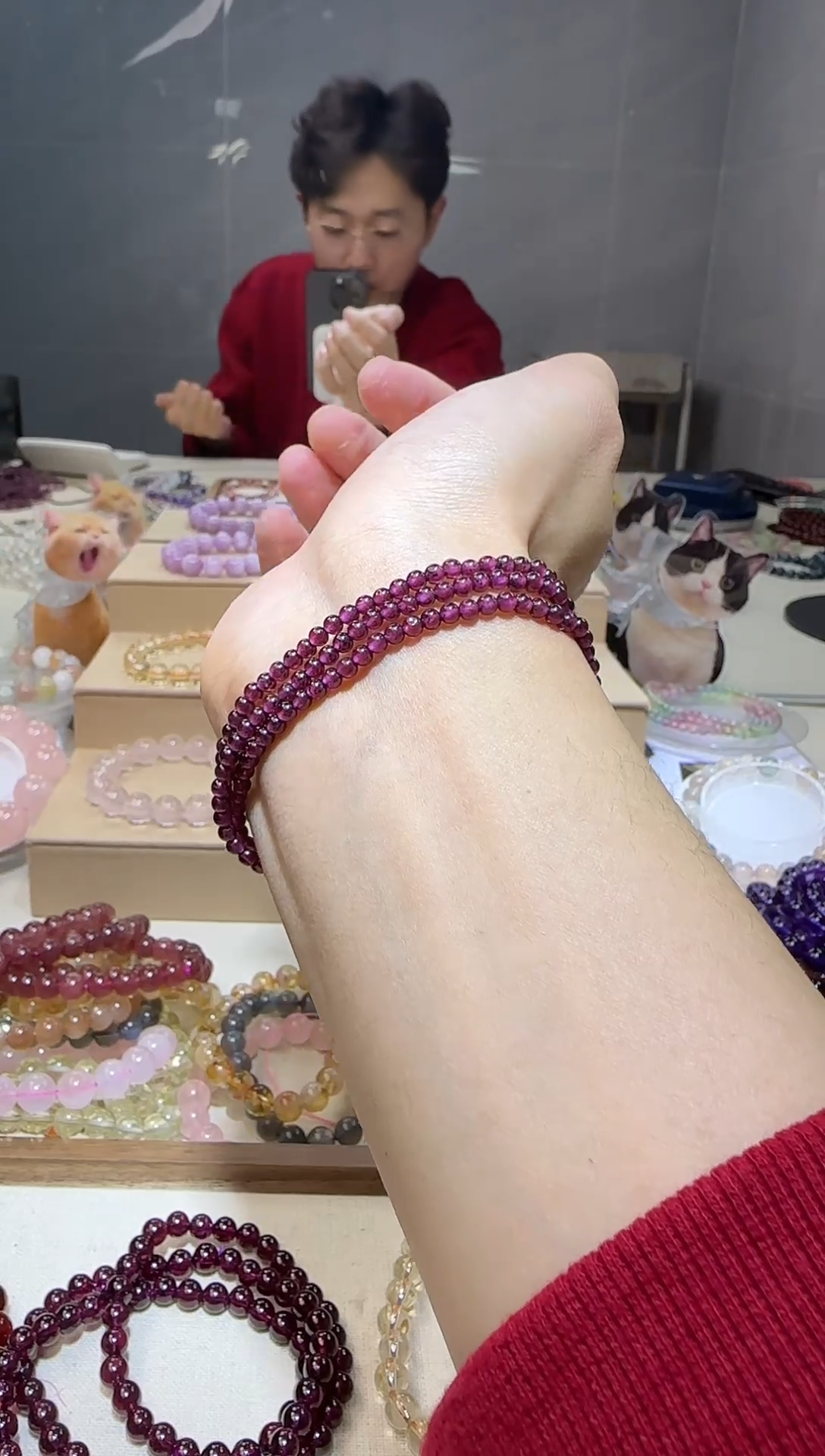 【闪购商品】石榴石（紫牙乌）手链未镶嵌紫牙乌石榴石三圈