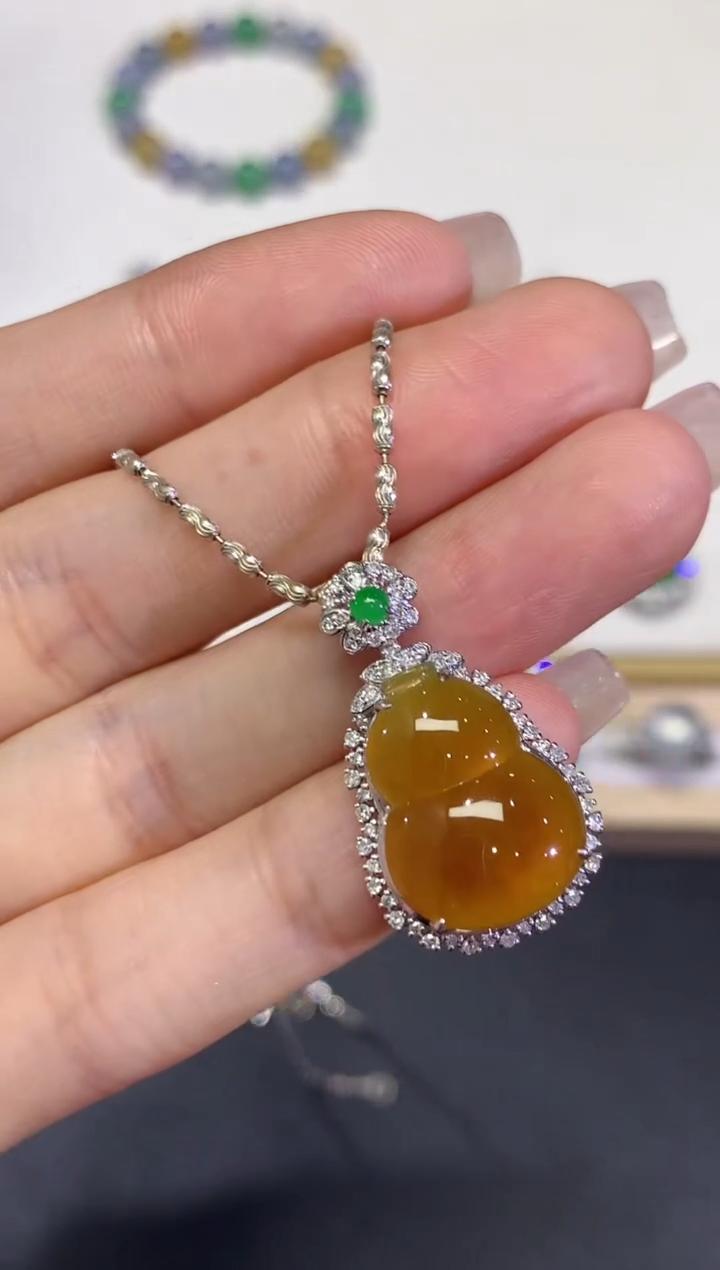 【闪购商品】翡翠颈饰18K金镶嵌团购28