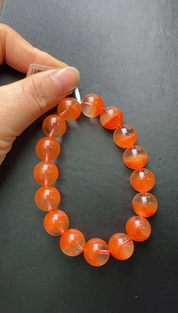 【闪购商品】水晶单圈未镶嵌红兔毛手串13m+ M30491