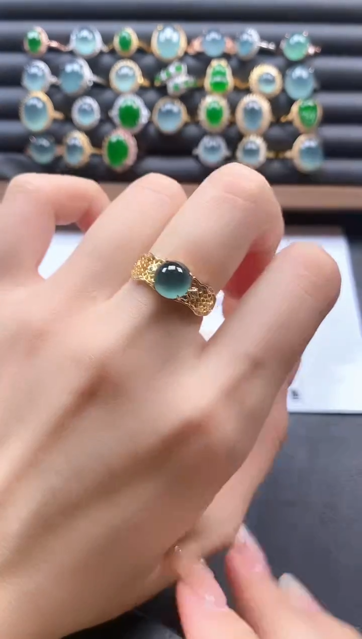 银S925镶嵌戒指翡翠54511