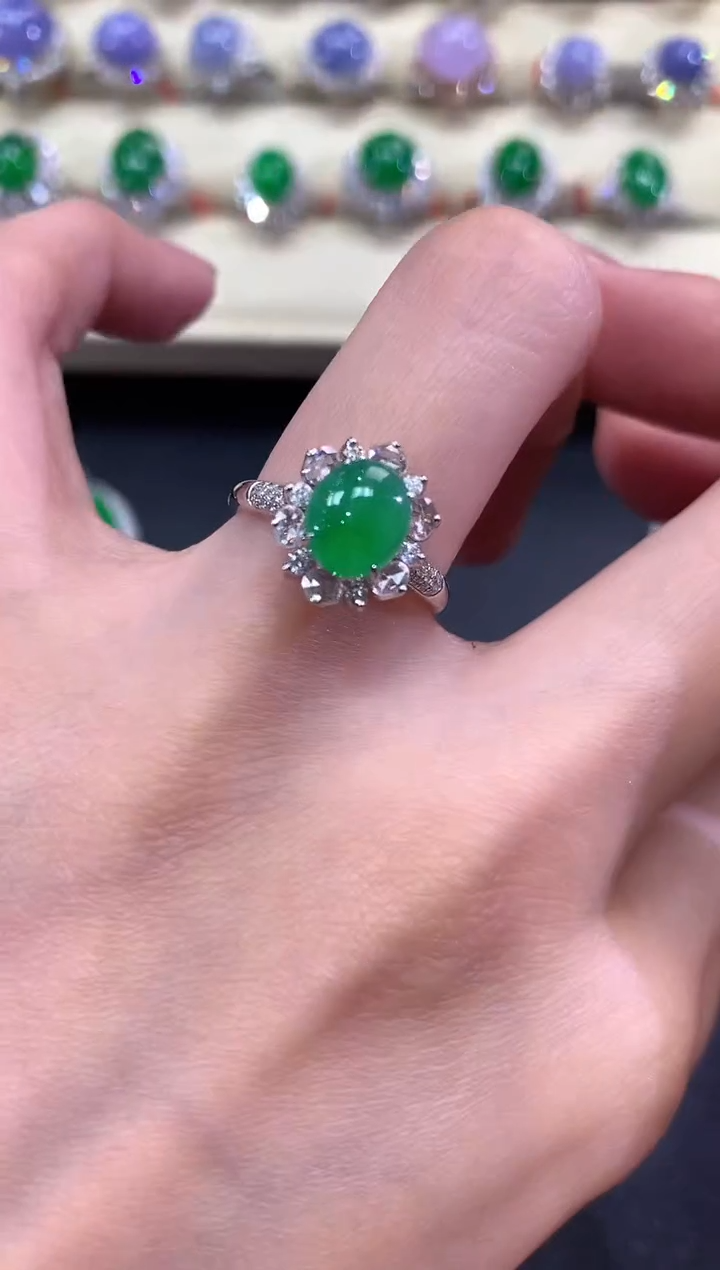 【闪购商品】翡翠戒指18K金镶嵌a176