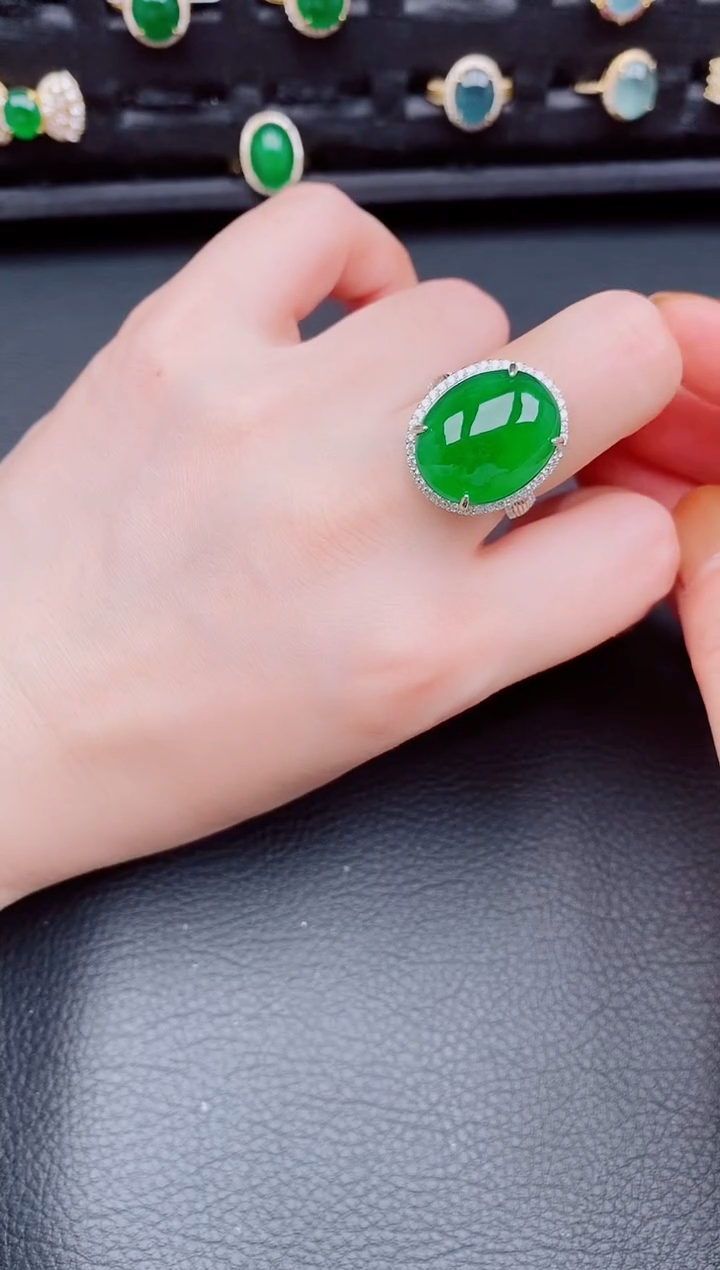 【闪购商品】翡翠戒指银S925镶嵌天然a货翡翠202