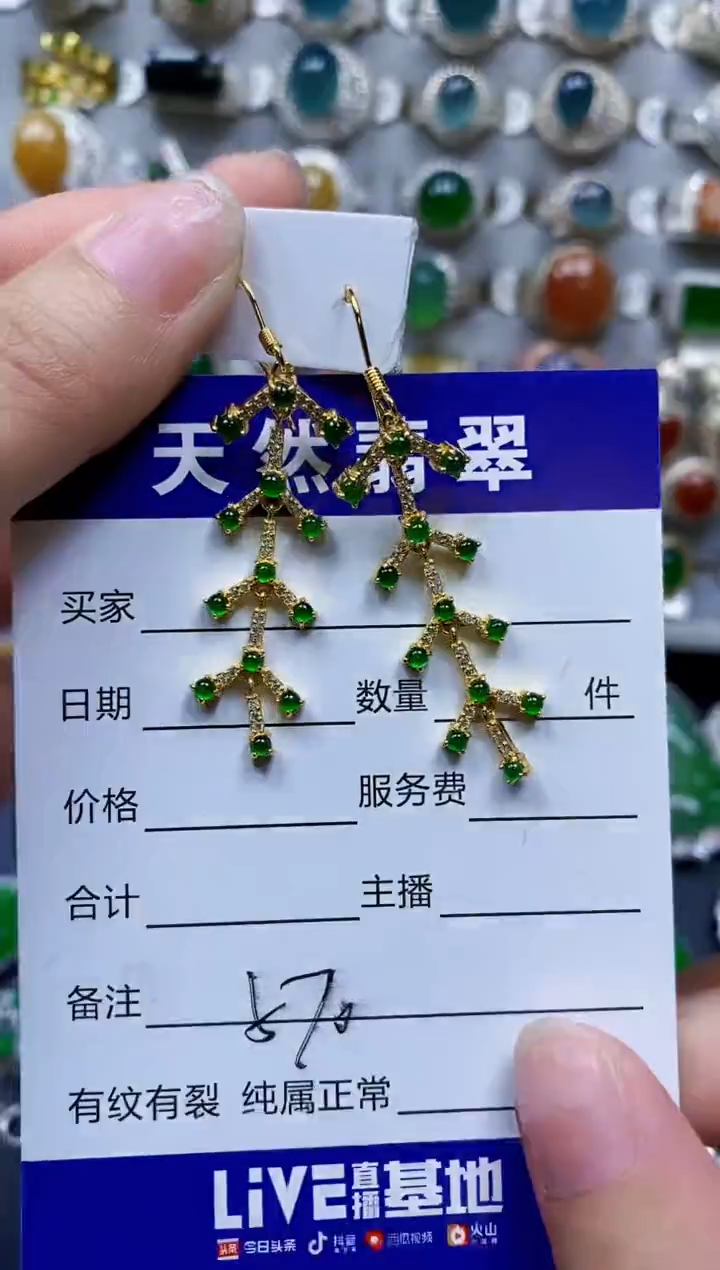 【闪购商品】翡翠银S925镶嵌耳饰0570