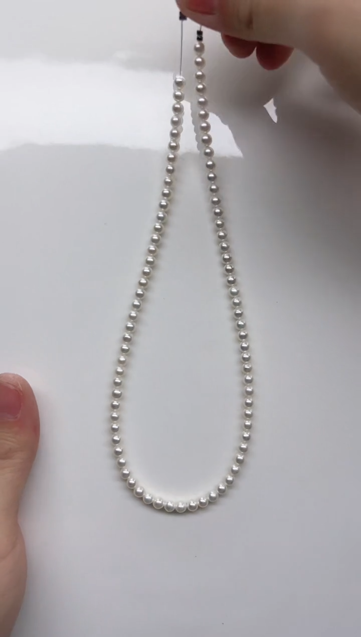 项链未镶嵌淡水珍珠白色近正圆小米链4-4.5mm