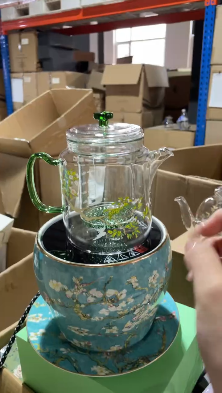 手工艺品玻璃神奇壶绿色梨花白燕