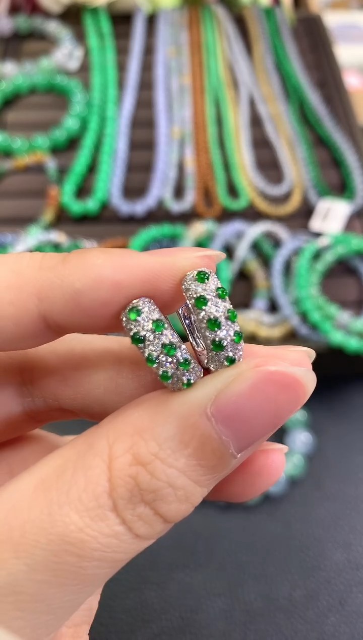 18K金镶嵌翡翠耳饰f60多样性一件发货无鉴赏期