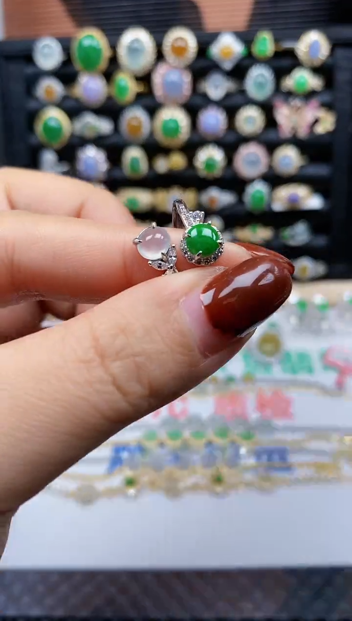 银S925镶嵌戒指翡翠333