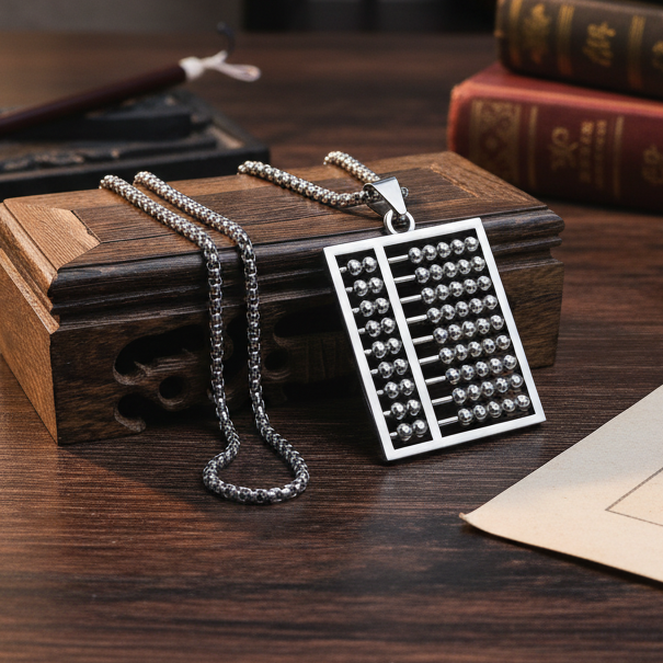 秋冬百搭毛衣链算盘吊坠长款项链-104