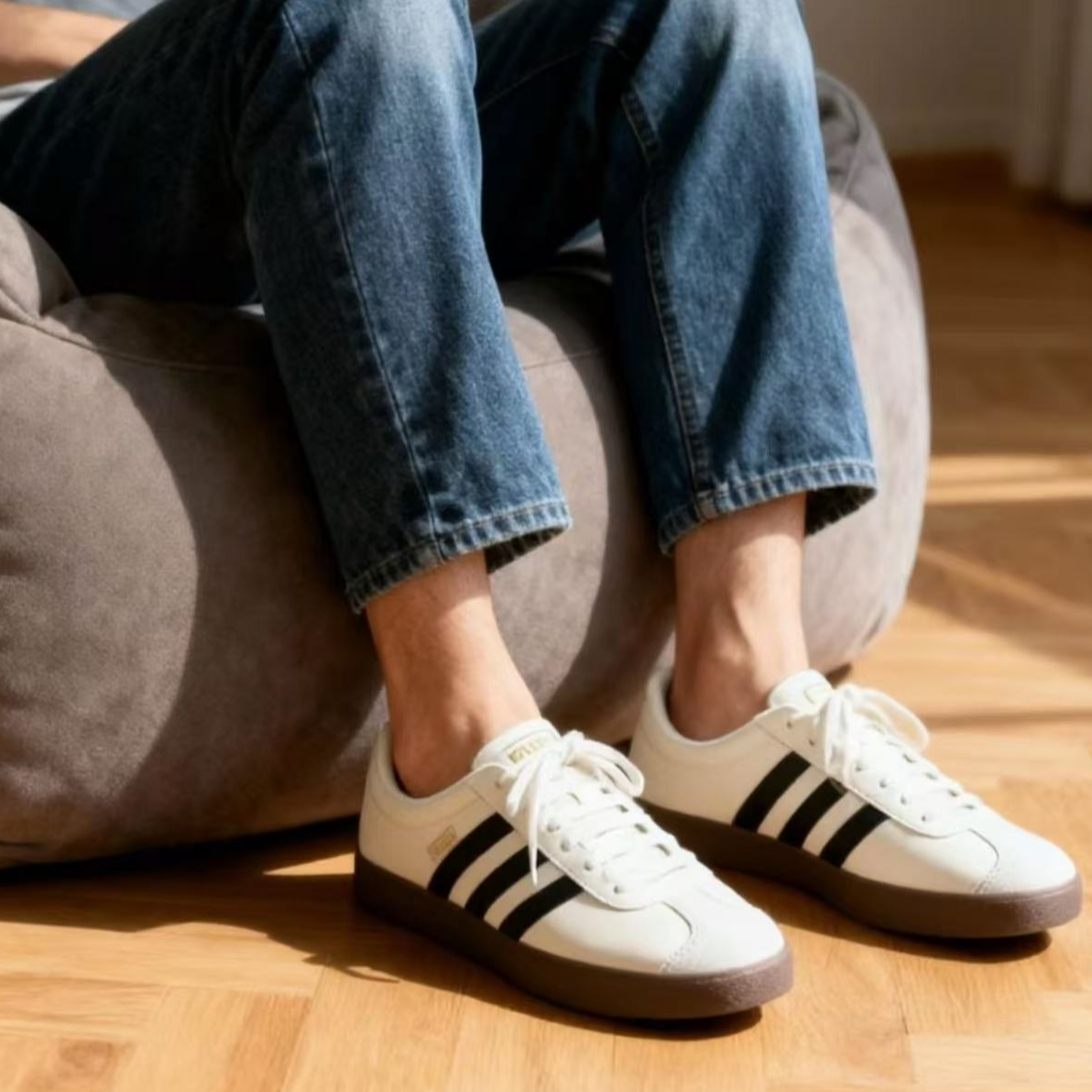 adidas/阿迪达斯VL COURT经典运动板鞋德训鞋乳白色「T头鞋」JQ1501