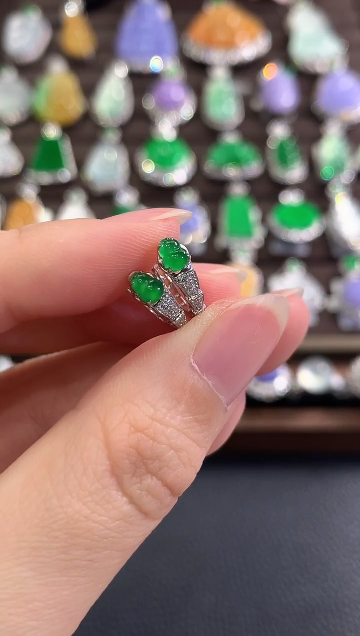 18K金镶嵌翡翠耳饰g7