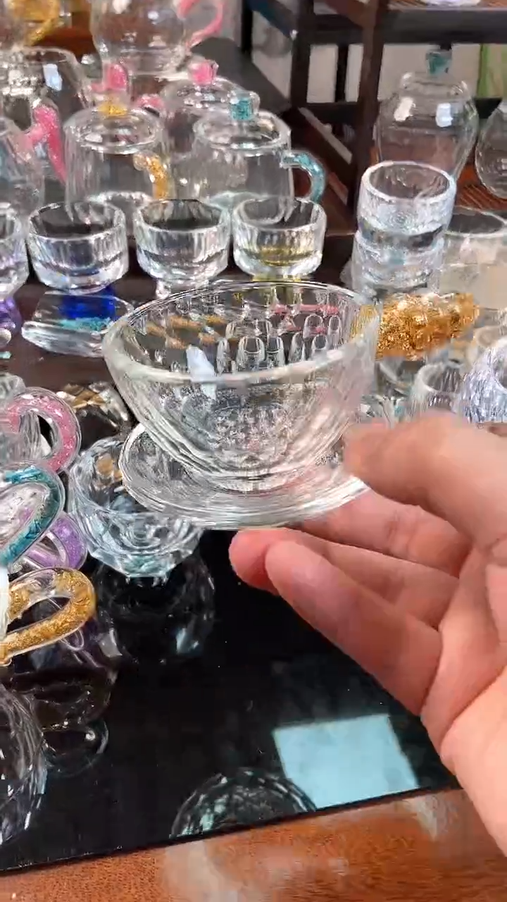 【闪购商品】茶漏玺宴新款水晶茶漏杯垫金箔