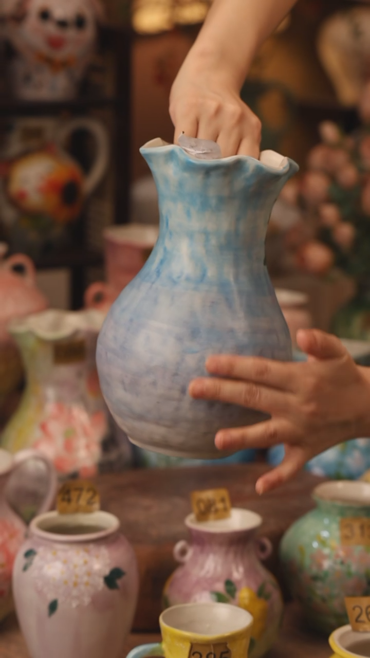 陶瓷377景德镇设计师手作花器摆件侘寂风