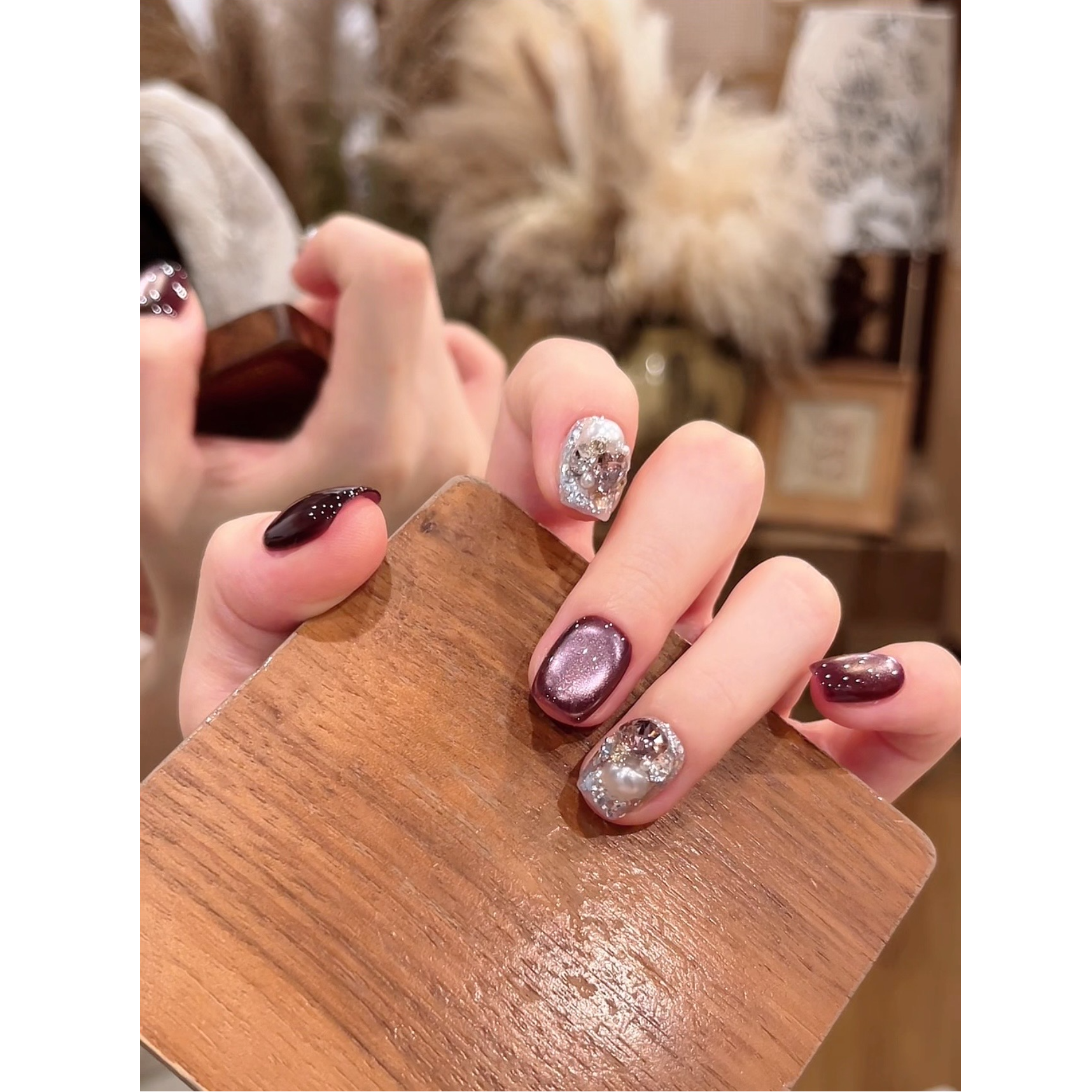 茉哉III现货【紫月光】纯手工定制美甲拆卸穿戴甲A4914