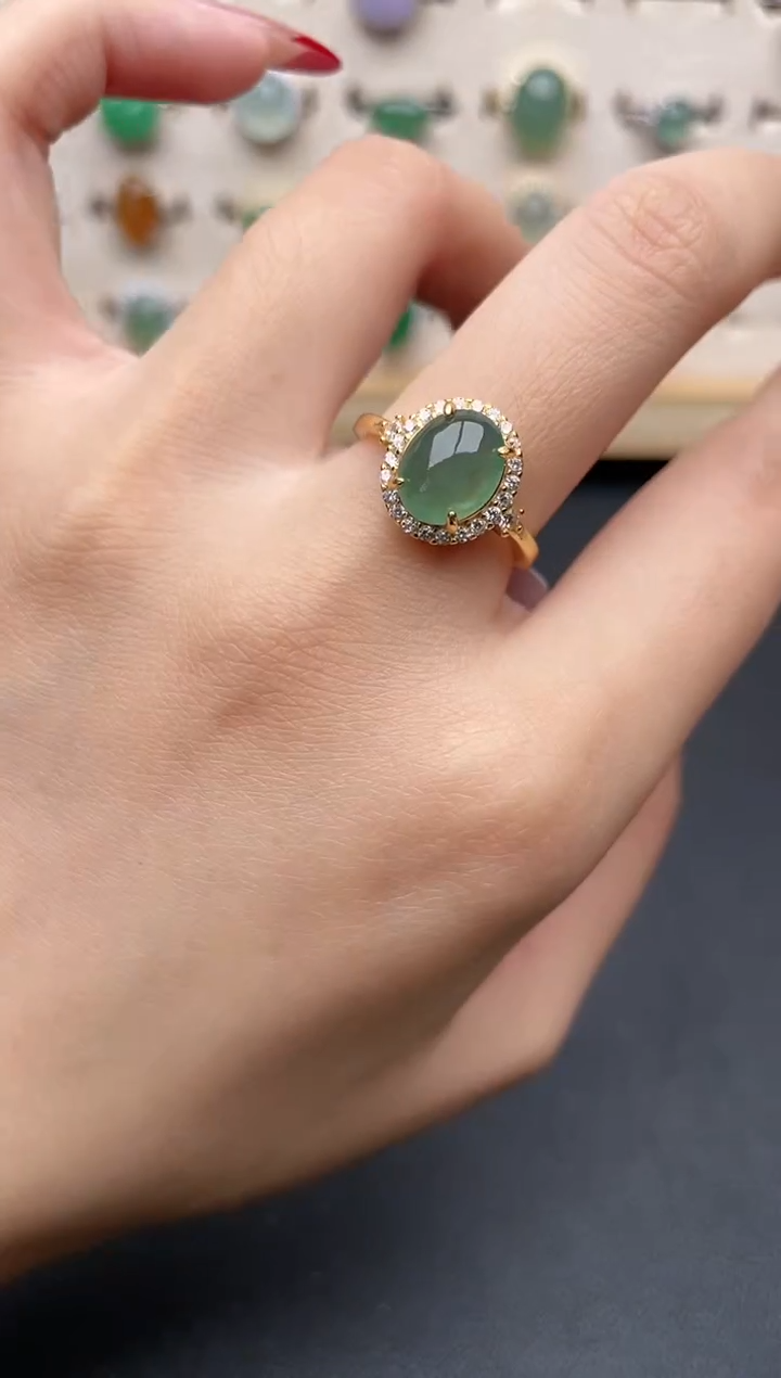 【闪购商品】翡翠戒指银S925镶嵌一物一证一礼盒