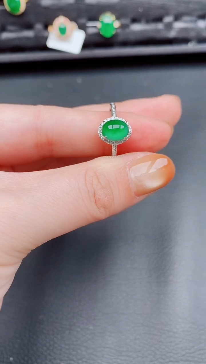 【闪购商品】翡翠戒指银S925镶嵌天然a货翡翠275