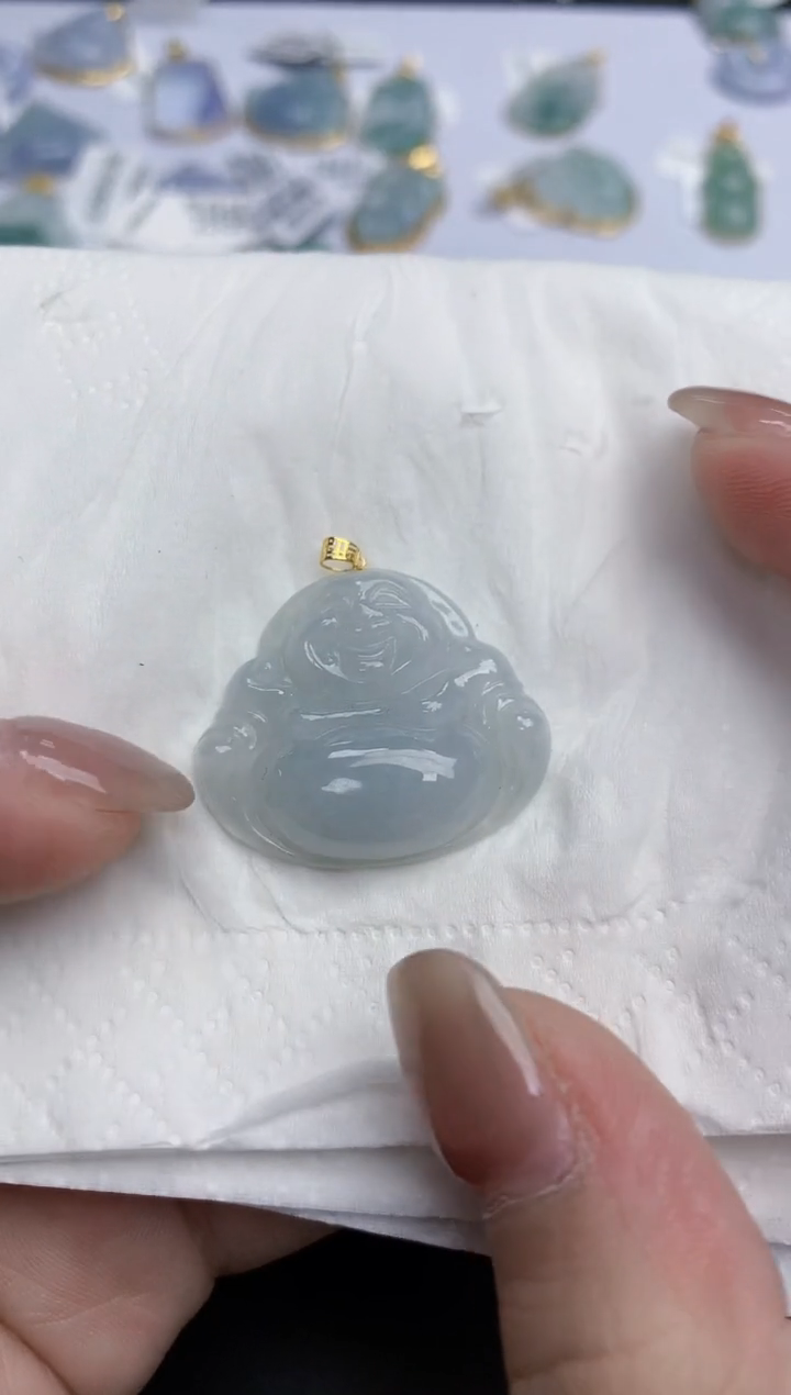 【闪购商品】翡翠颈饰18K金镶嵌天然缅甸翡翠A货