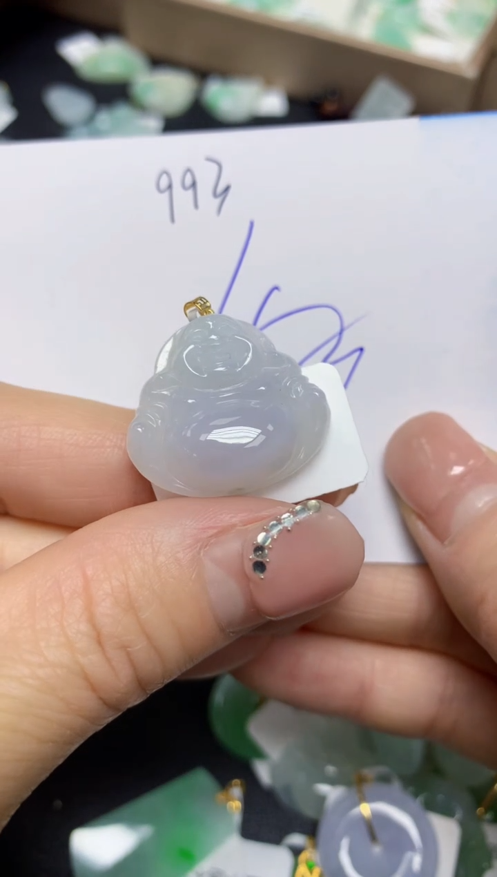 【闪购商品】翡翠挂件18K金镶嵌 天然翡翠A货