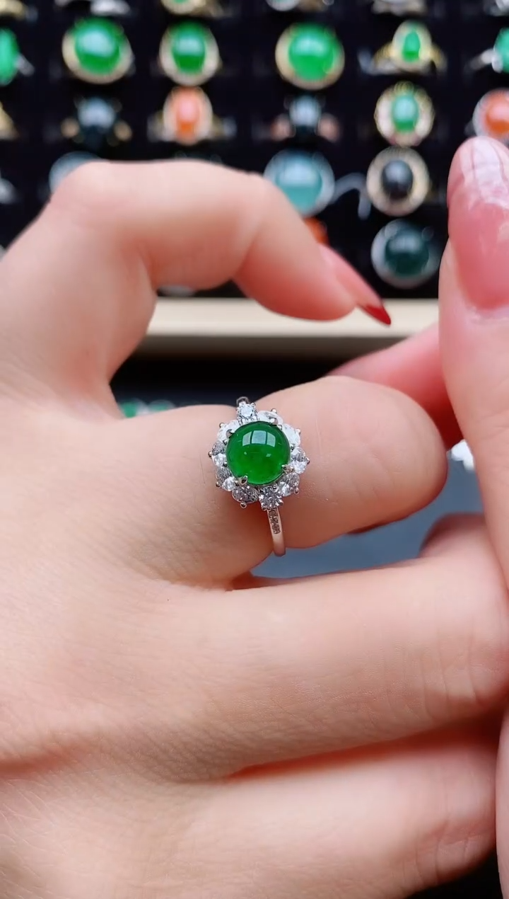 【闪购商品】翡翠戒指银S925镶嵌1321
