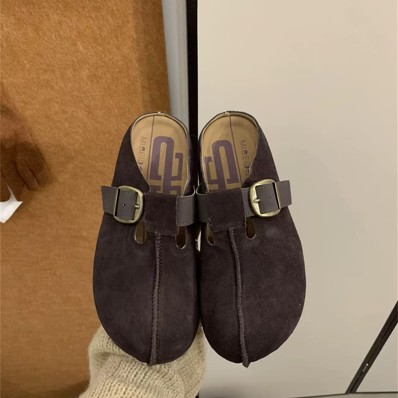 秋冬休闲款法式拖鞋女新款配裙子包头拖鞋D008