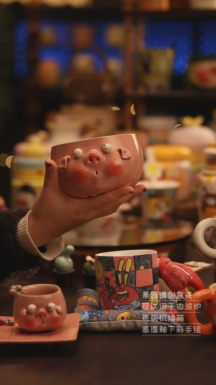 陶瓷景德镇可爱陶瓷釉下彩绘设计师款