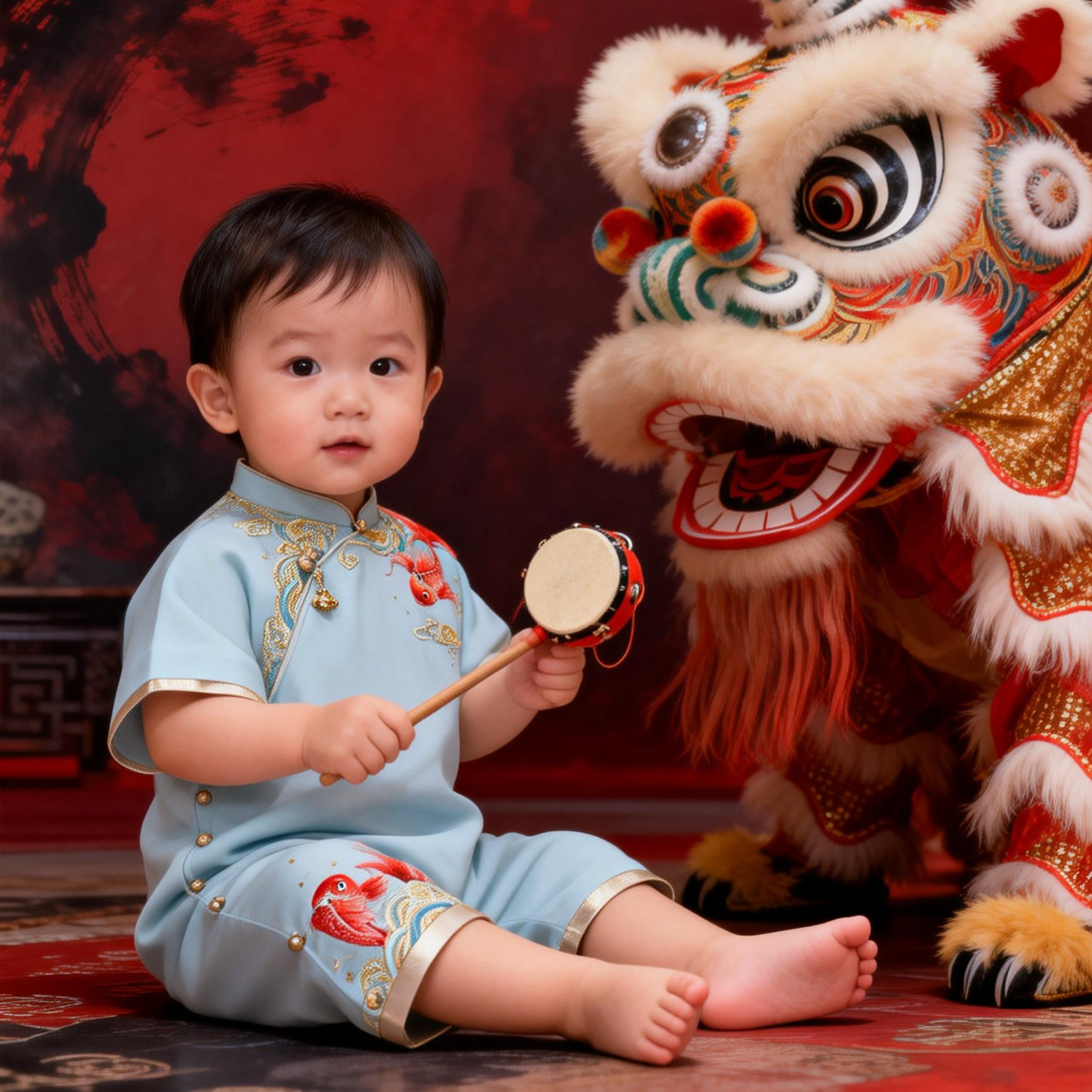 禧寤2026《游》系列中式盘金绣男童连体周岁服哈衣「初曜」