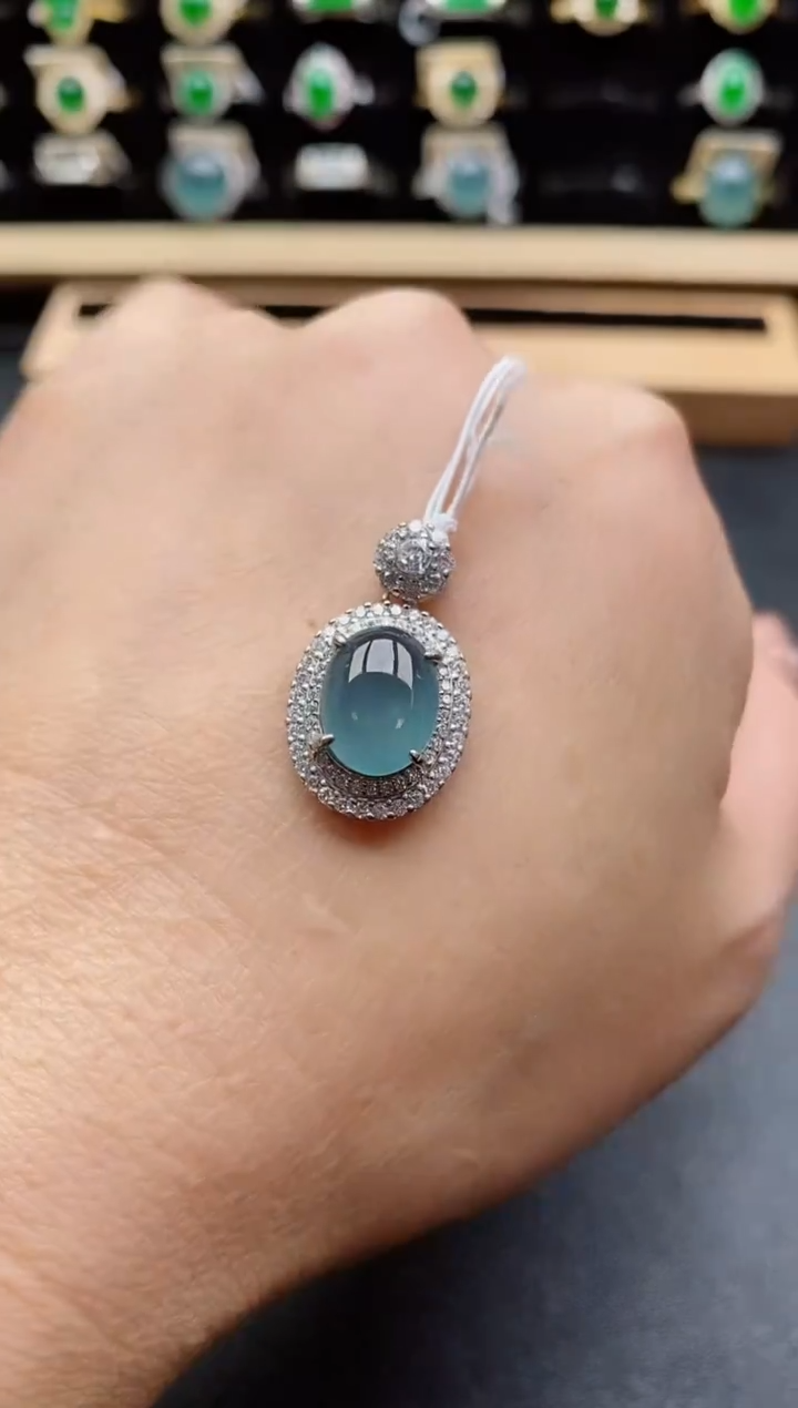 吊坠(赠链)银S925镶嵌翡翠1