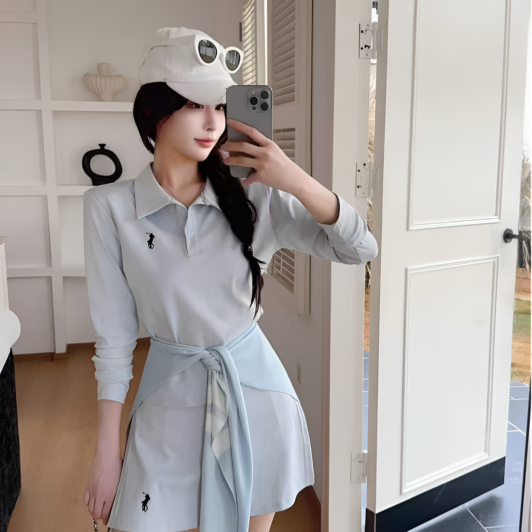 点点家女装早秋休闲风百褶裙三件套鞠婧祎同款气质高腰通勤套装女