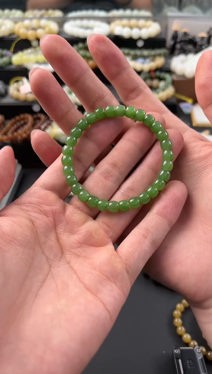手串未镶嵌和田玉俄碧直切手串卡7微色差