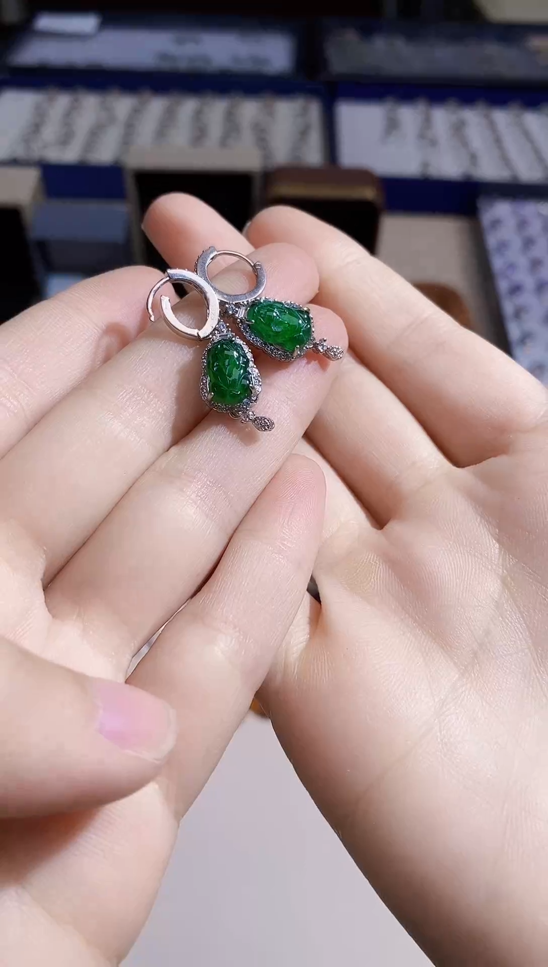 【闪购商品】翡翠耳饰银S925镶嵌多样性 发其一  【78】