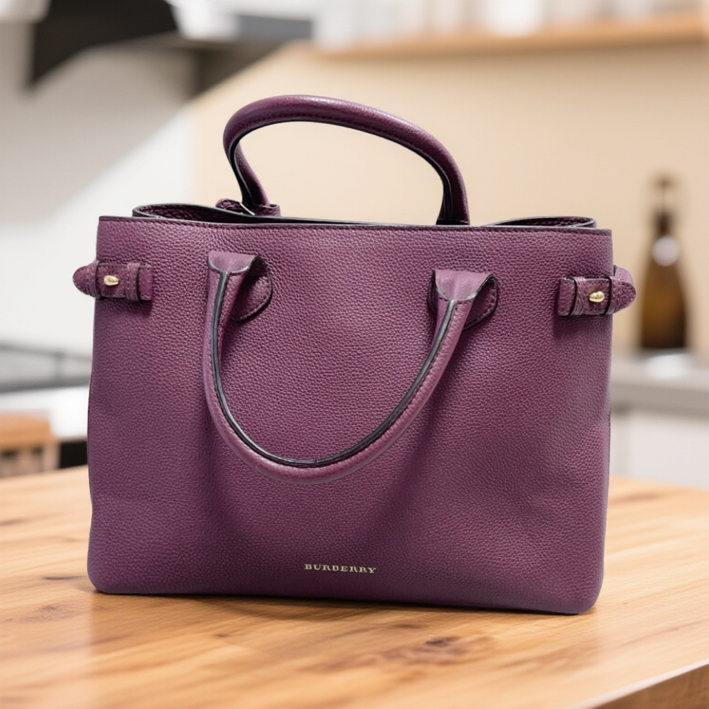95新 BURBERRY/博柏利  酒红色班纳手提包 1852 4628 