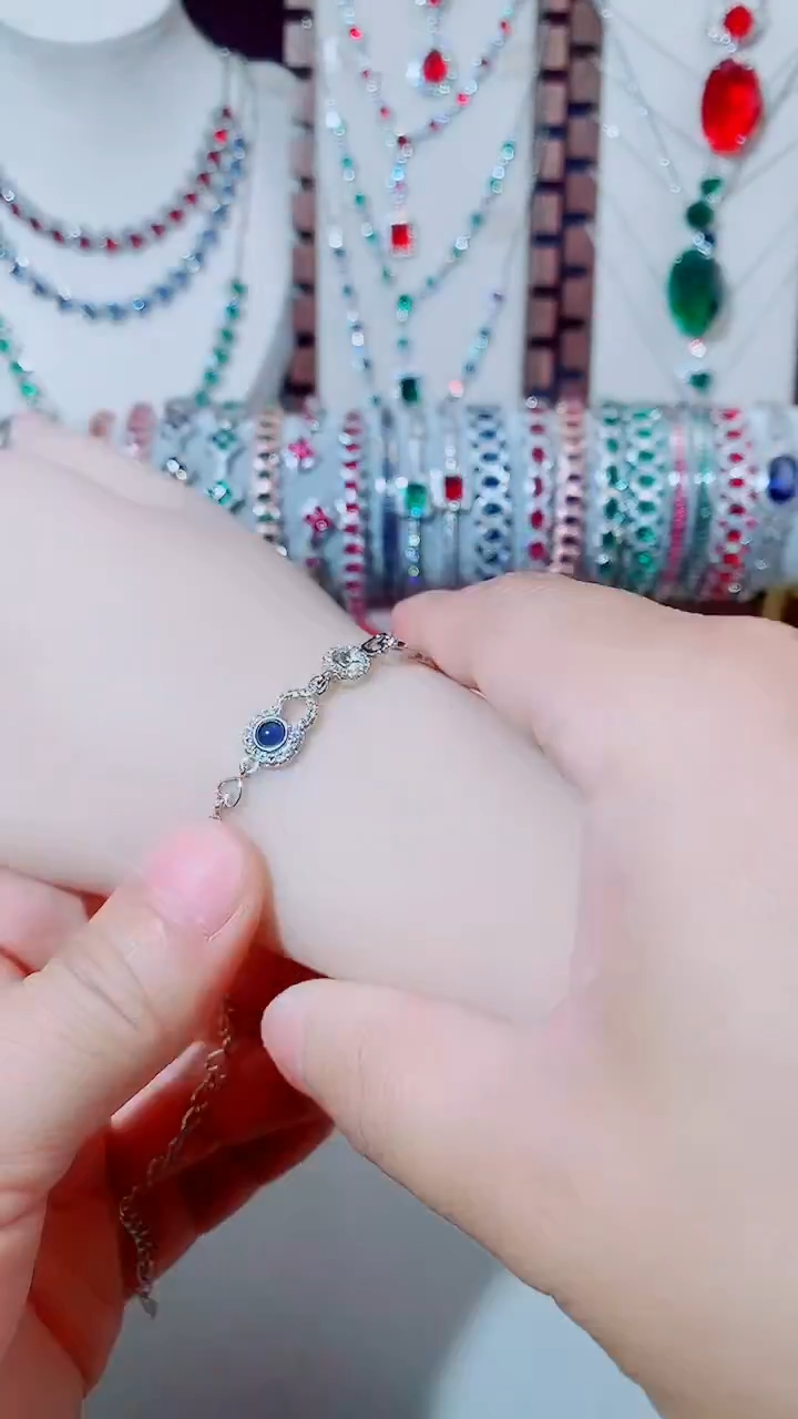 手链蓝宝石未镶嵌蓝宝石葫芦单颗手链