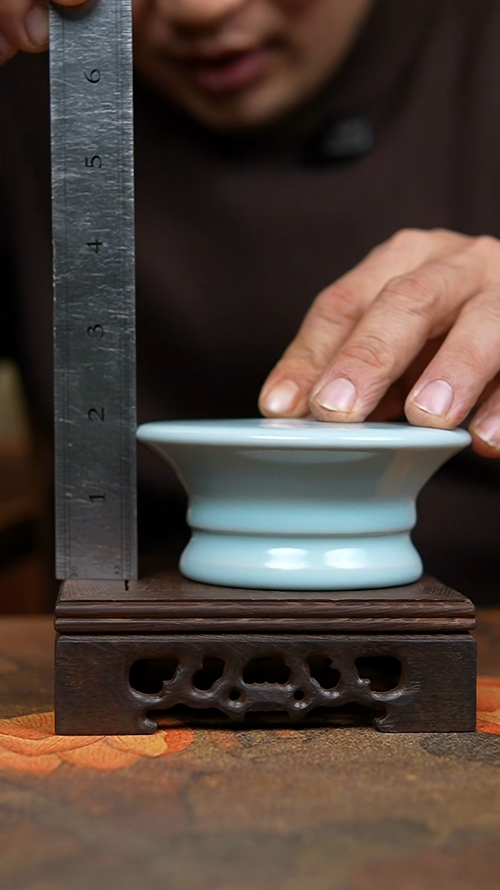 摆件仿古月白纯手工实心高足垫福利