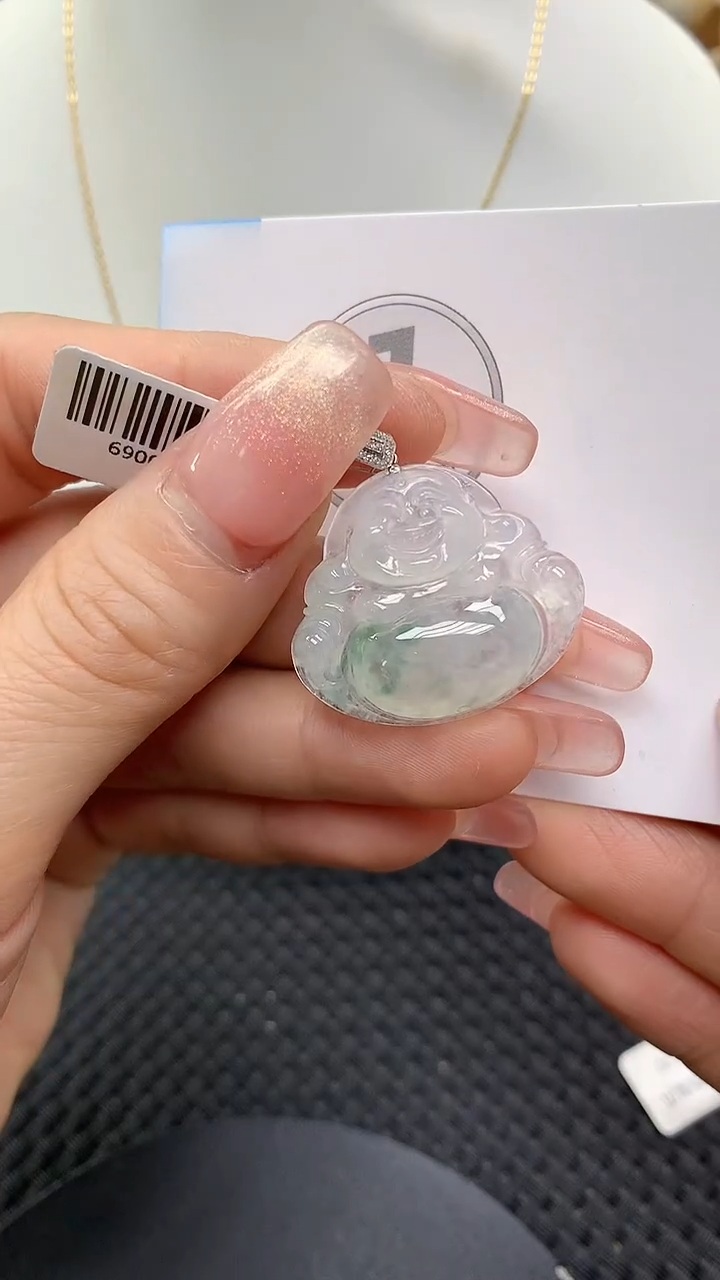 颈饰18K金镶嵌翡翠a货支持复检百元以上9元证书费自理