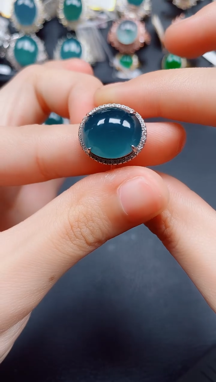 翡翠银S925镶嵌戒指翡翠