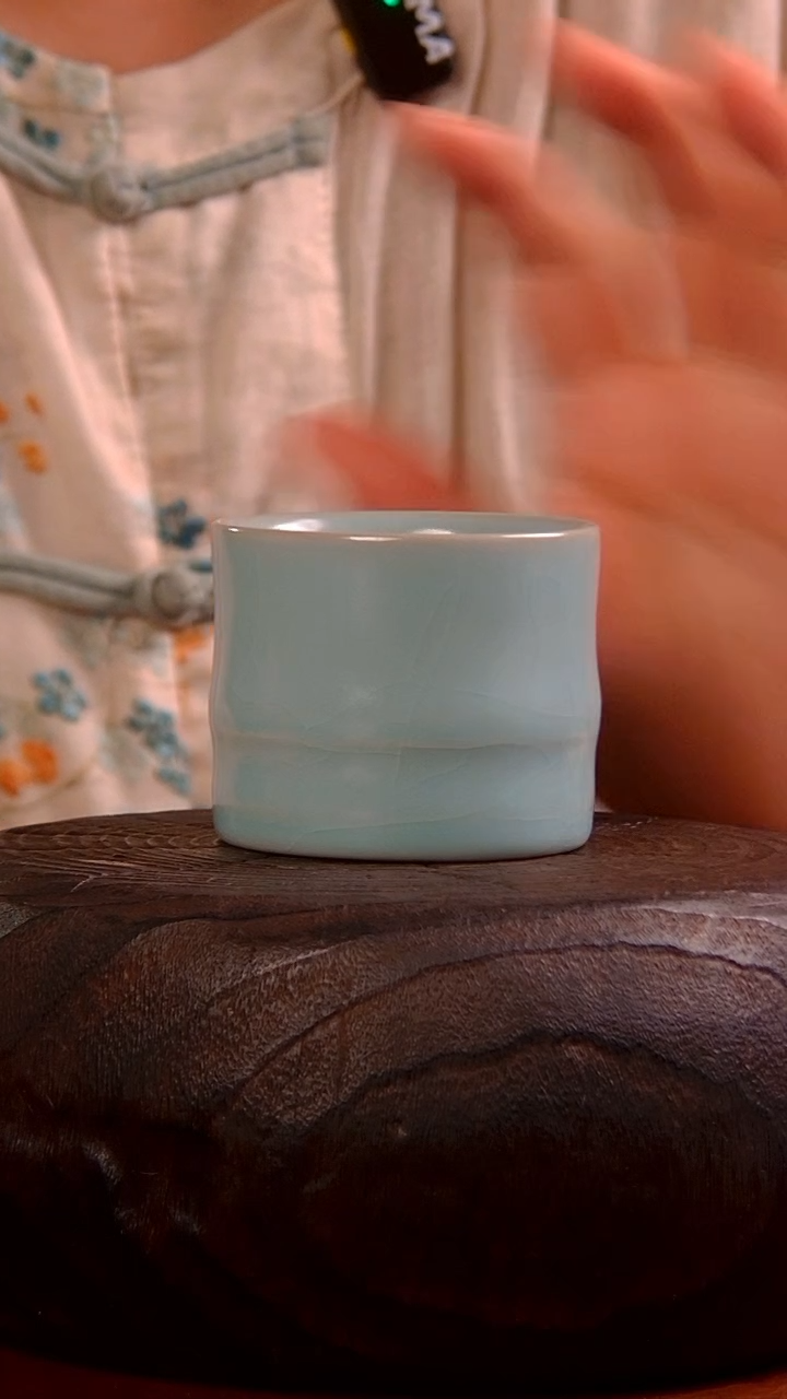 瓷片宝丰汝瓷 竹节杯 737