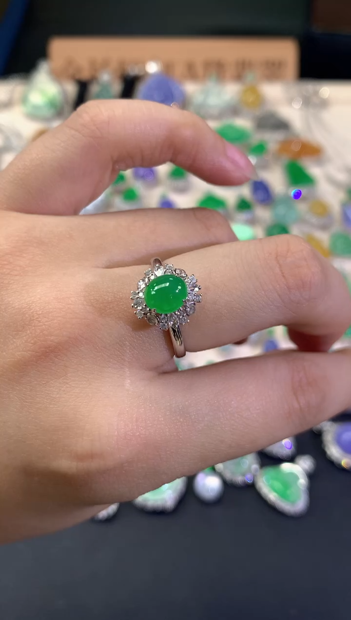 18K金镶嵌戒指翡翠A313|19800