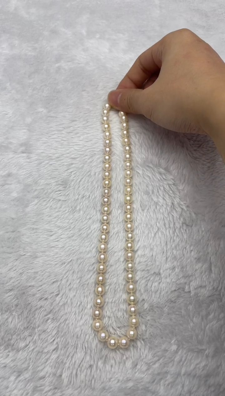 项链银S925镶嵌海水珍珠AK羽皇金7.5-8mm