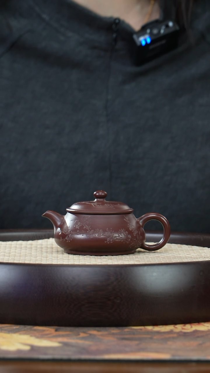 【闪购商品】紫砂茶壶J4587紫泥梅刻明炉HMX