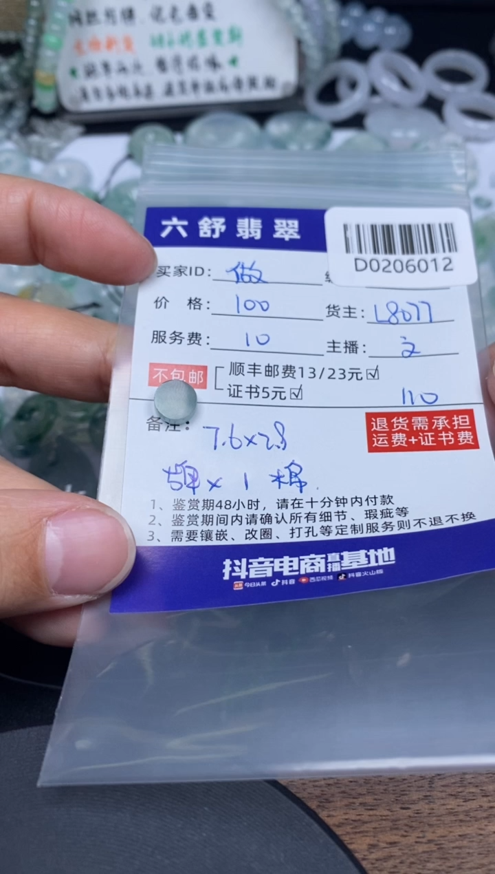 【闪购商品】翡翠吊坠(不含链)未镶嵌D0206012