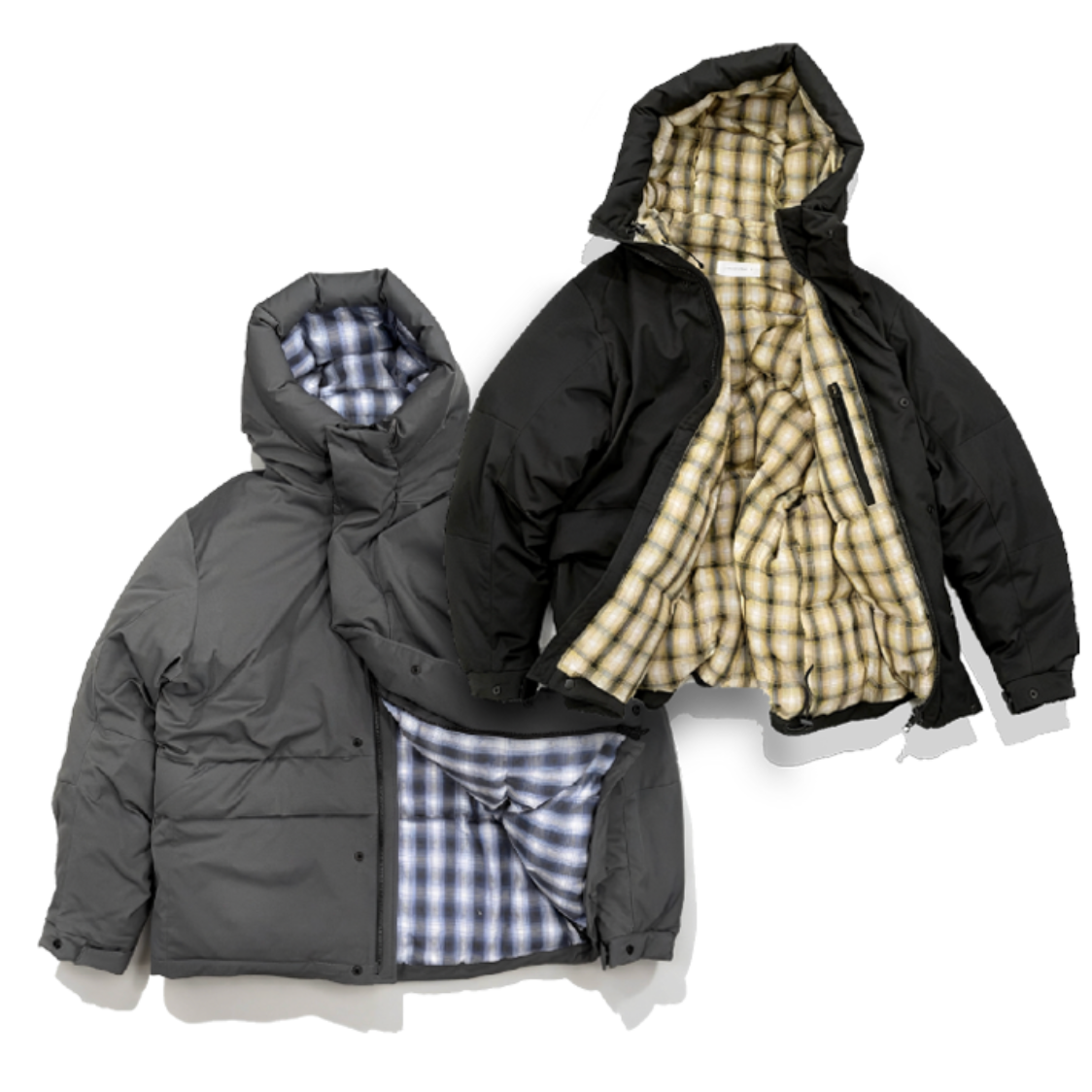 a minimal club新国标90白鸭绒连帽羽绒服格纹内衬亲肤冬AM5ADJ06