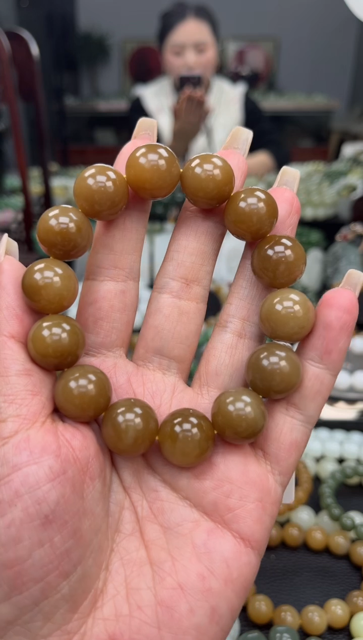 【闪购商品】和田玉手串未镶嵌新疆且末红糖卡16