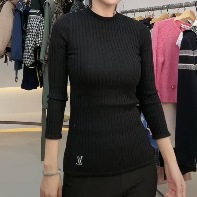 全新未使用 LOUIS VUITTON PARIS 针织圆领长袖 黑色/XS