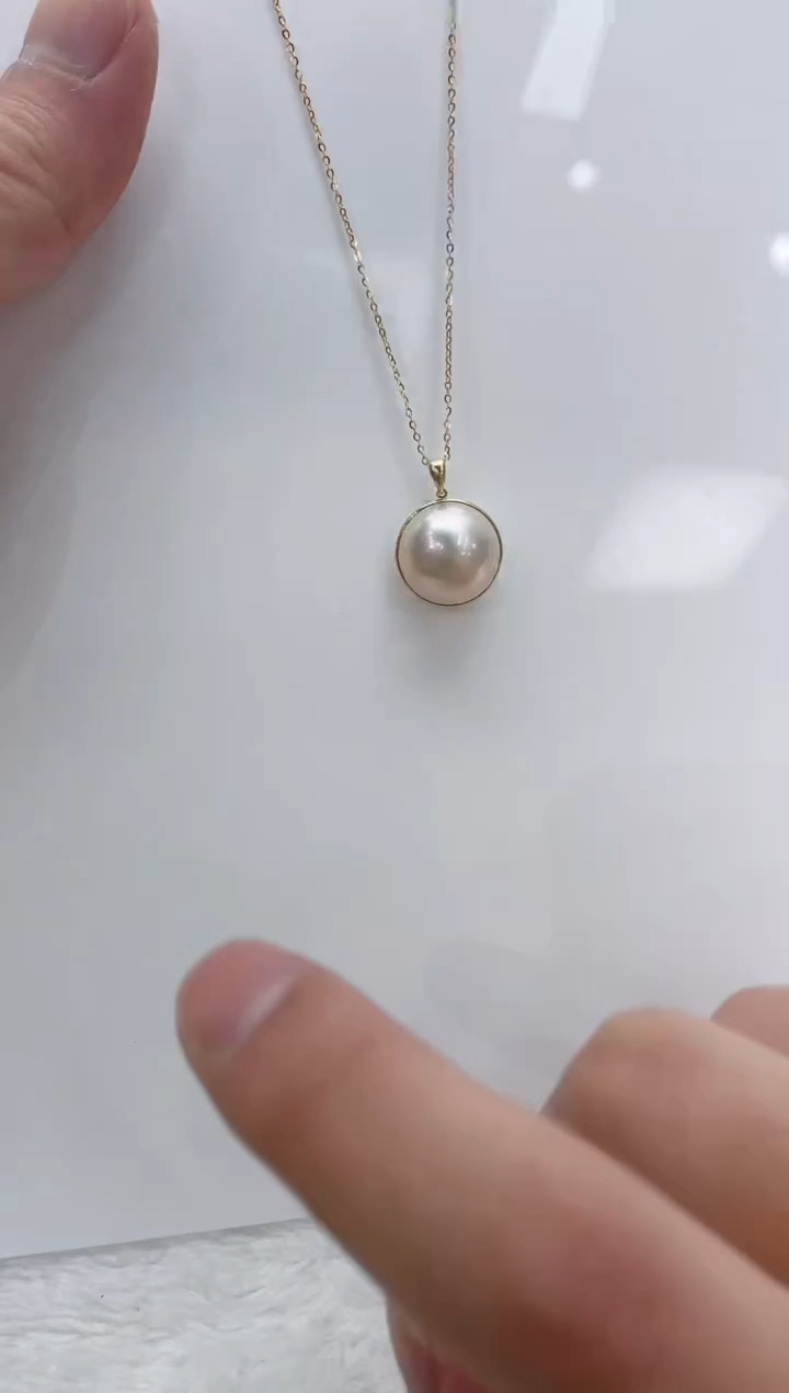 【闪购商品】拼合珍珠（马贝珠）吊坠18K金镶嵌海水马贝吊坠