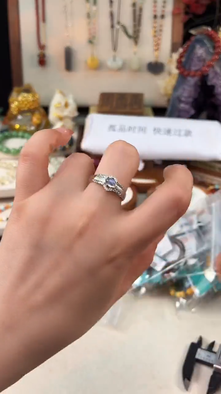 银S925镶嵌手链长石@@I021G017804