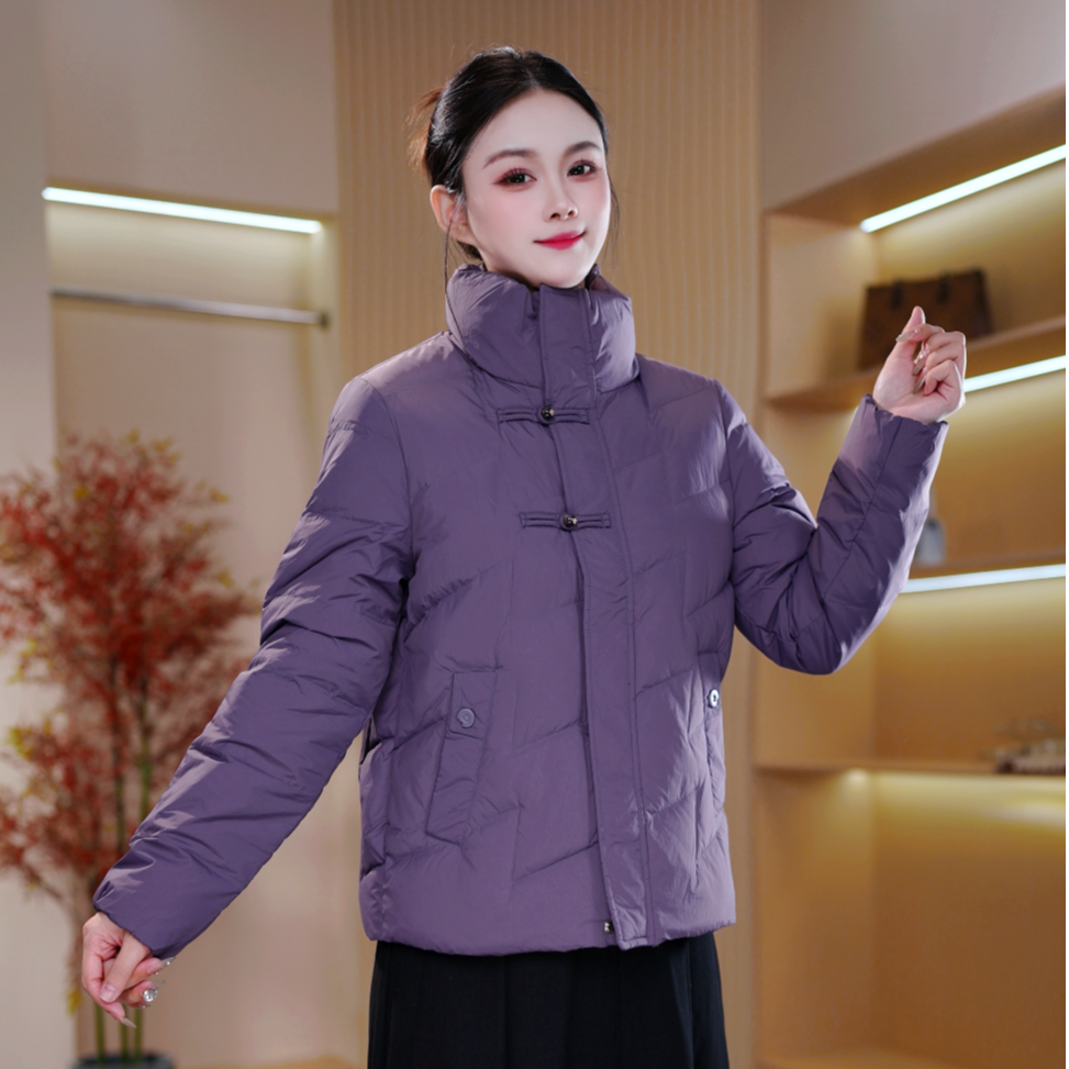 国风纽扣小立领妈妈羽绒服女初冬2025新款时尚短款保暖外套