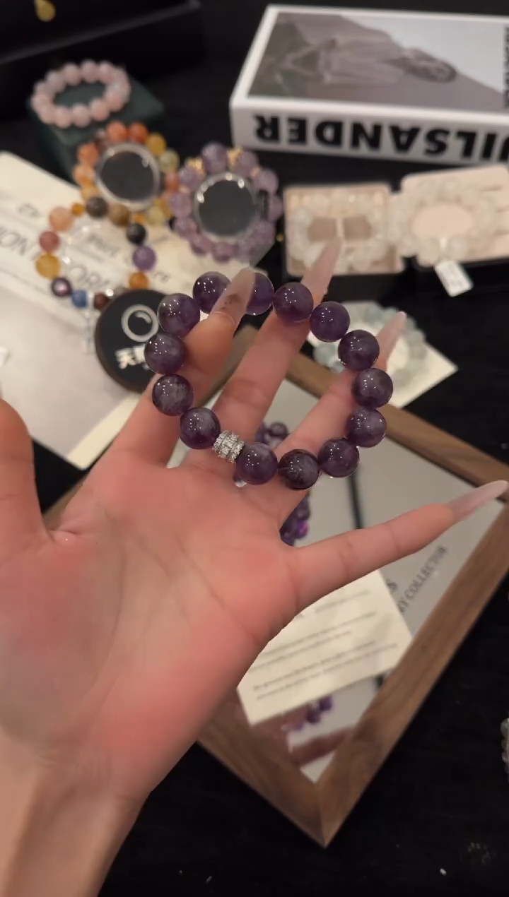 合金手链水晶紫兔毛x3601