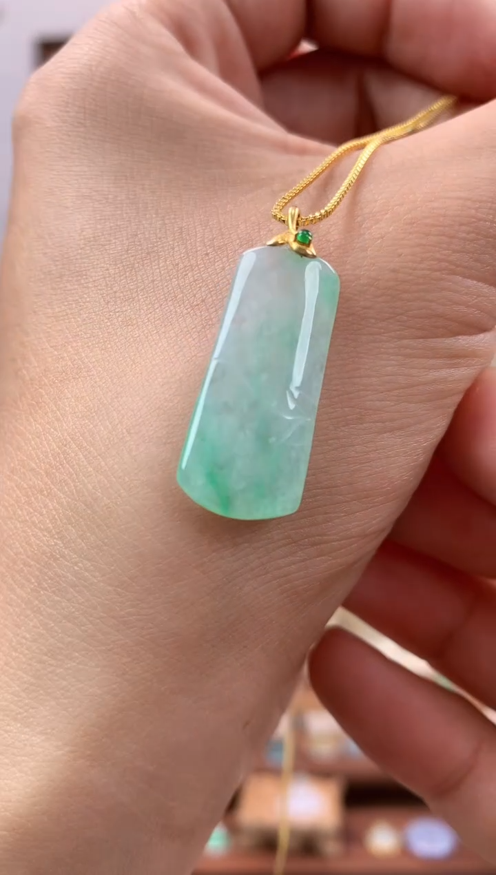 【闪购商品】翡翠吊坠(不含链)18K金镶嵌竹节