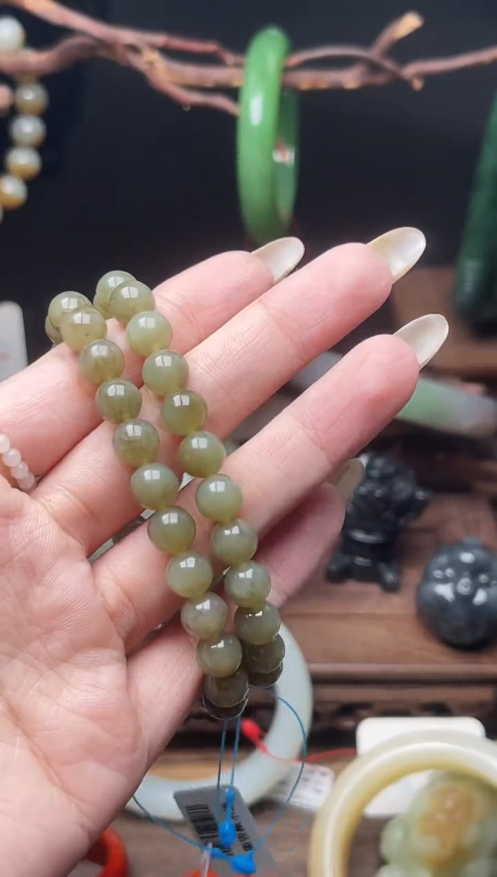 手串未镶嵌和田玉卡8吐拉牧场 圆珠有瑕疵多样性发一4