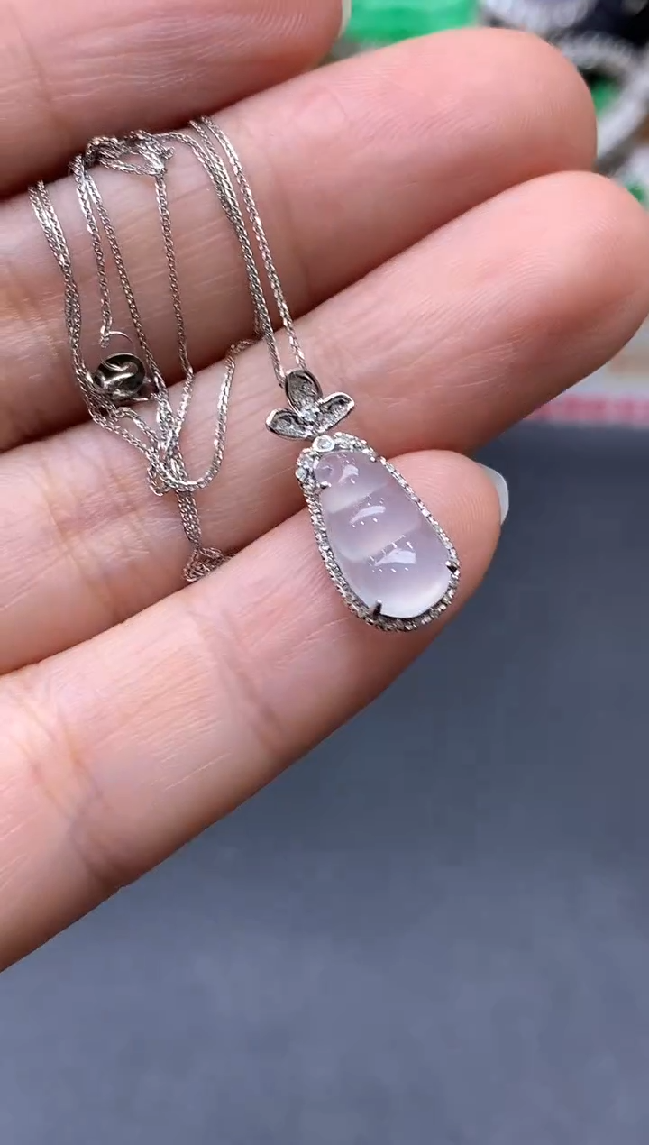 颈饰18K金镶嵌翡翠439-中国好珍宝